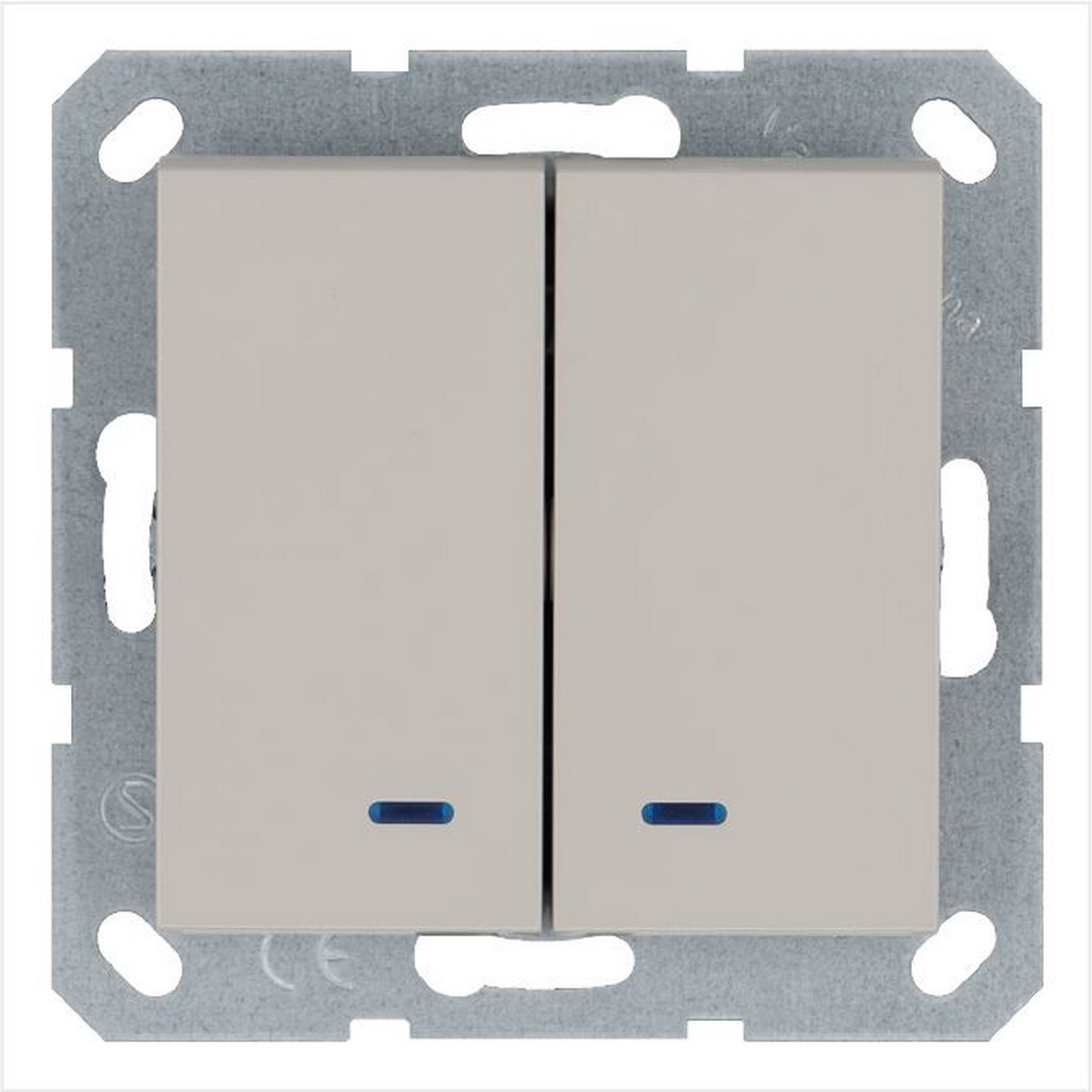 JASMART G - розетки и выключатели Выключатель JASMART двухклавишный со светодиодами Тауп G3023NT