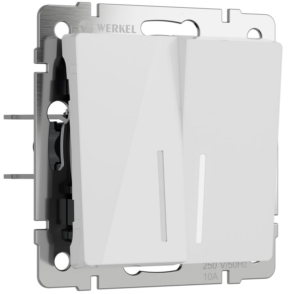 Werkel белый акрил Выключатель Werkel двухклавишный с подсветкой (белый акрил) W11201410