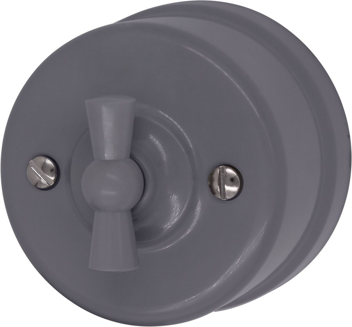 Bironi Лизетта - Ретро розетки и выключатели Выключатель BIRONI Лизетта Пластик Титан 1-кл B1-200-26