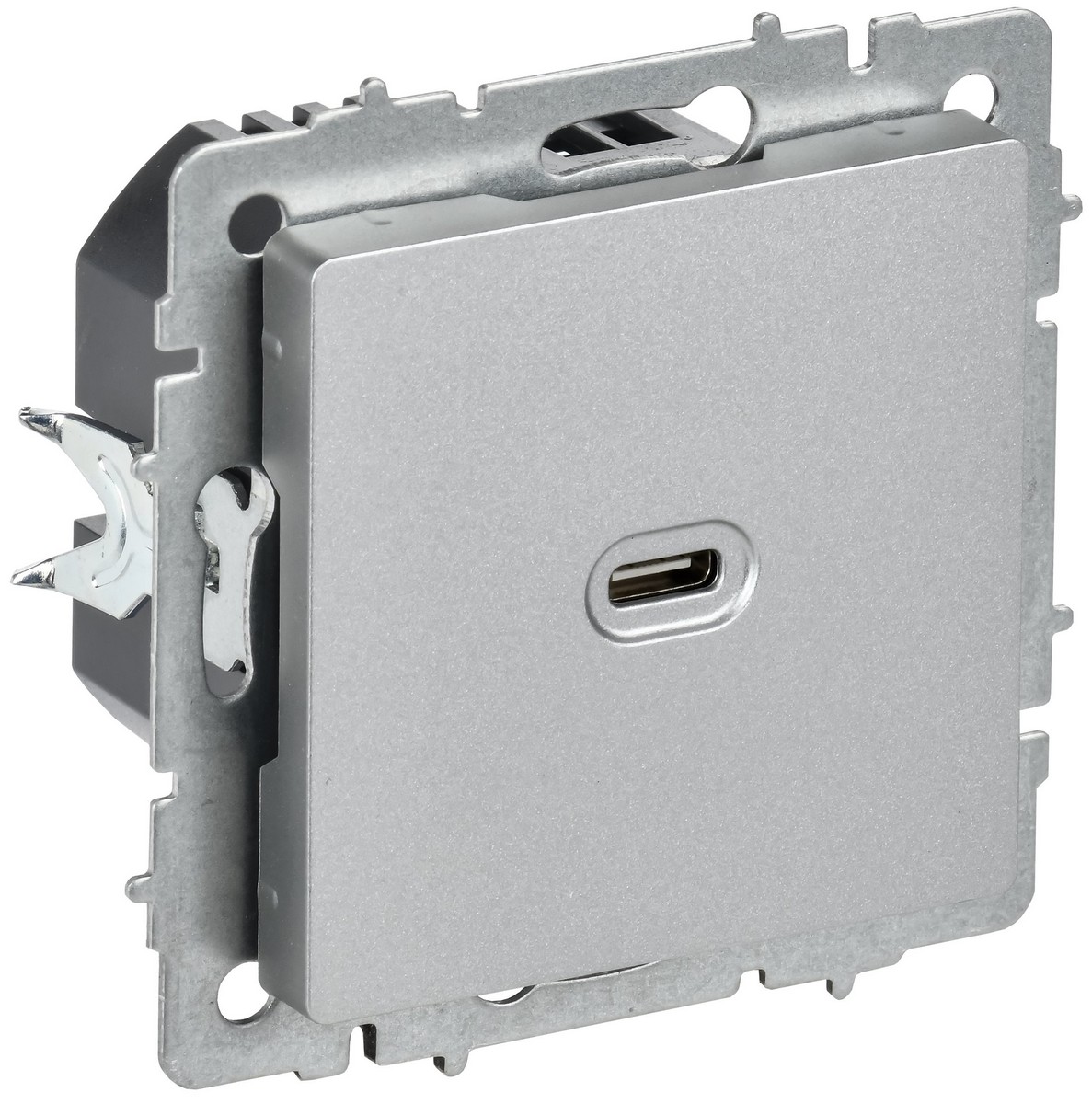 IEK Brite Алюминий Розетка USB IEK BRITE C 65Вт высокоскор. зар. РЮ12-1-БрА алюминий