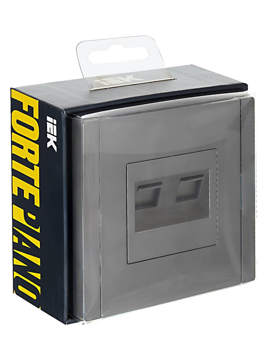 IEK FORTE&PIANO Сталь Розетка IEK FORTE&PIANO Сталь двойная RJ11+RJ45 кат.5E FP535