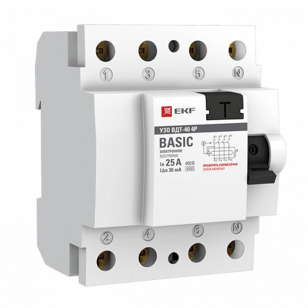 EKF УЗО EKF Basic ВДT-40 4P 25A 30мА (AC) электронное elcb-4-25-30e-sim