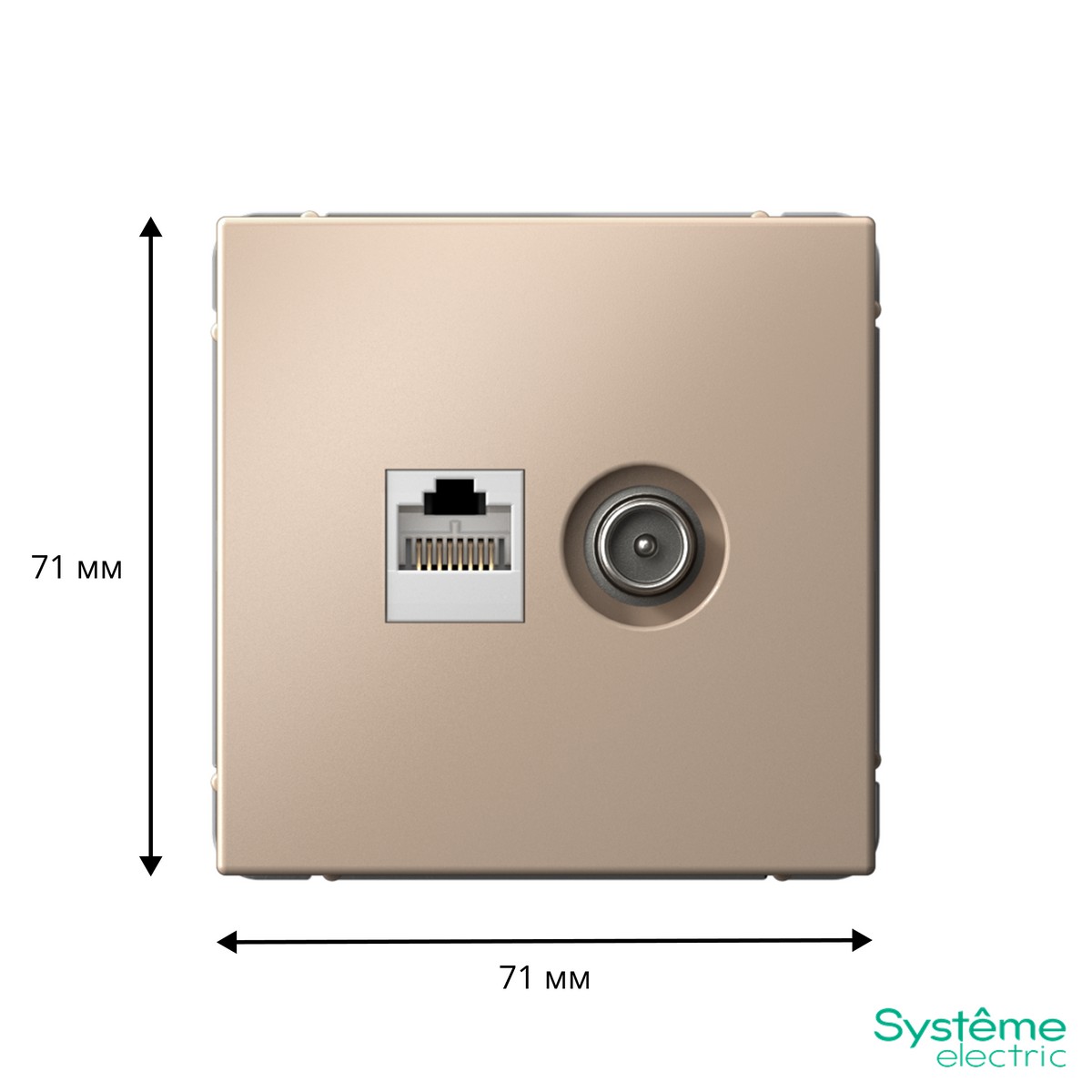 ArtGallery Песочный Розетка Systeme Electric ArtGallery Песочный двойная ТВ + компьютерная RJ45 кат. 5Е GAL001289
