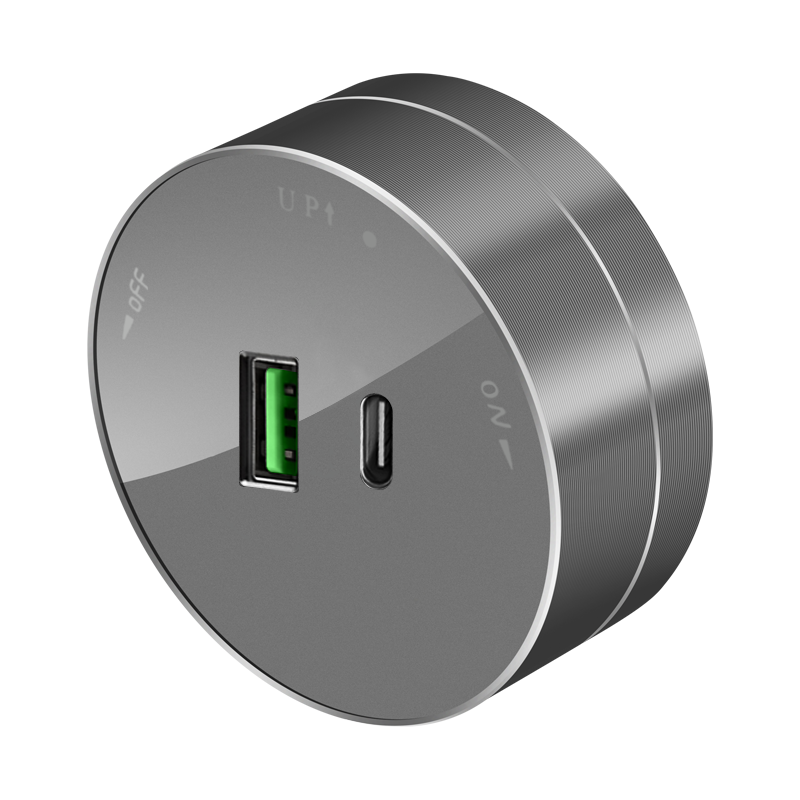 MultiTrack - Розетки и шинопровод Розетка 2хUSB Systeme Electric MultiTrack Графит (тип А+С) 18Вт, 5В/3А MTK13003G