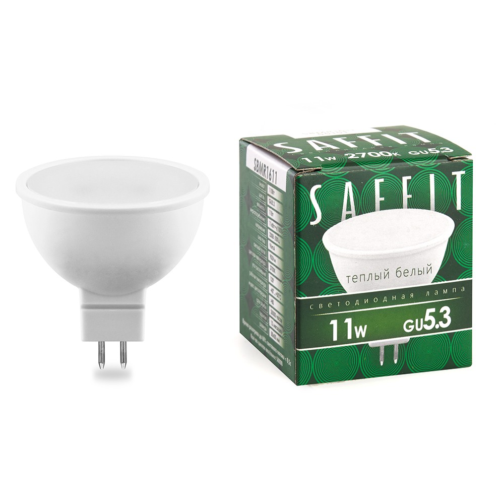 MR11/MR16/GU5.3 Лампа светодиодная SAFFIT SBMR1611 MR16 GU5.3 11W 2700K 55151 