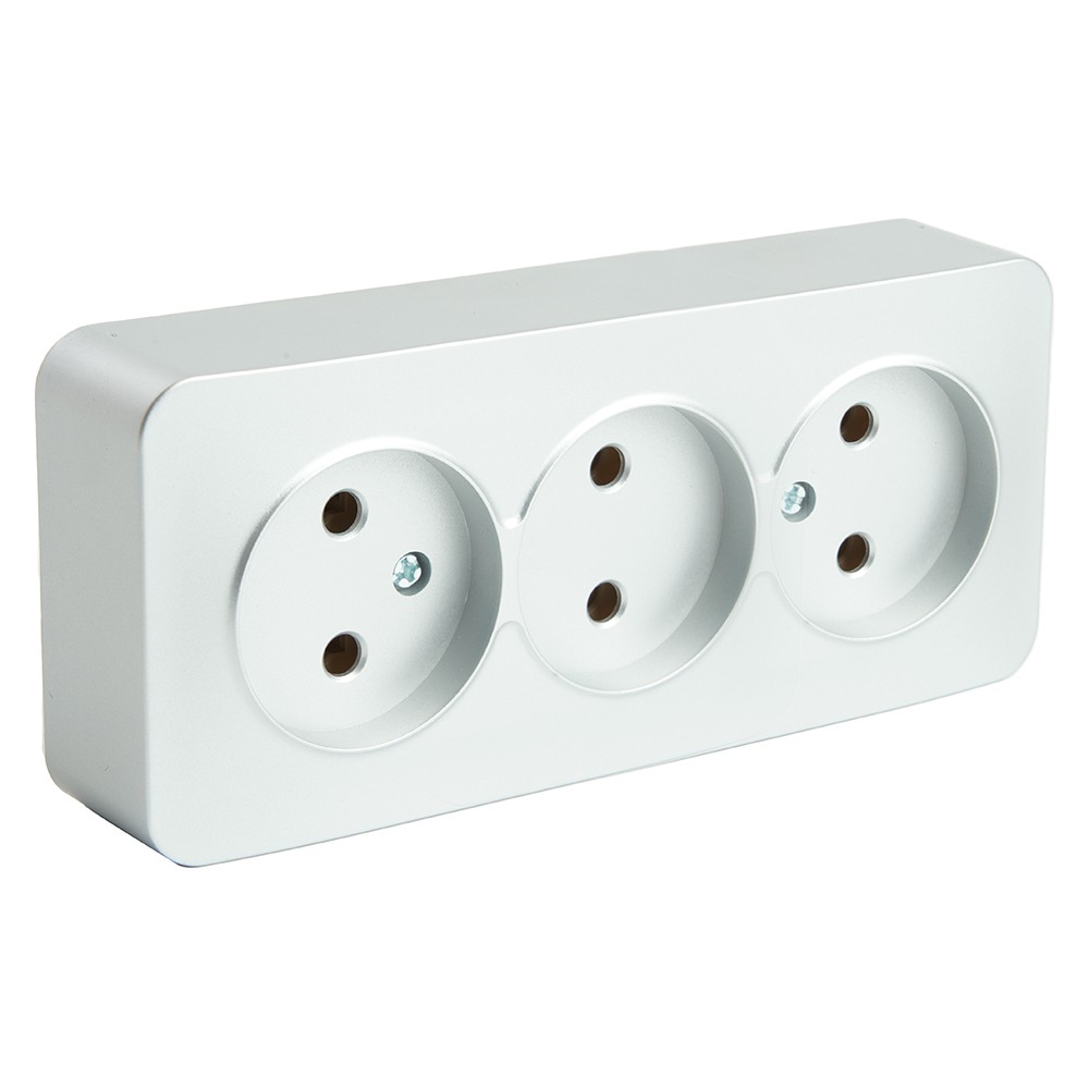 Накладные розетки и выключатели Stekker Розетка 3-местная б/з STEKKER София серебро MST10-13-03 49329