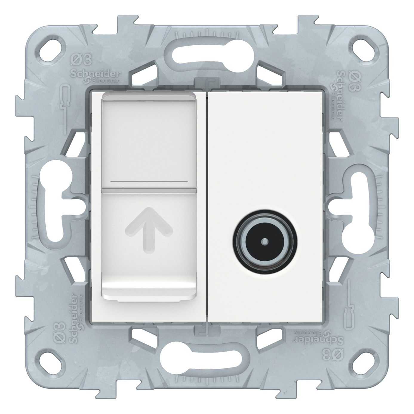 Розетки и выключатели Unica NEW белый Розетка TV+ компьютерная Unica New Белый одиночная RJ45 кат.6 UTP NU547018