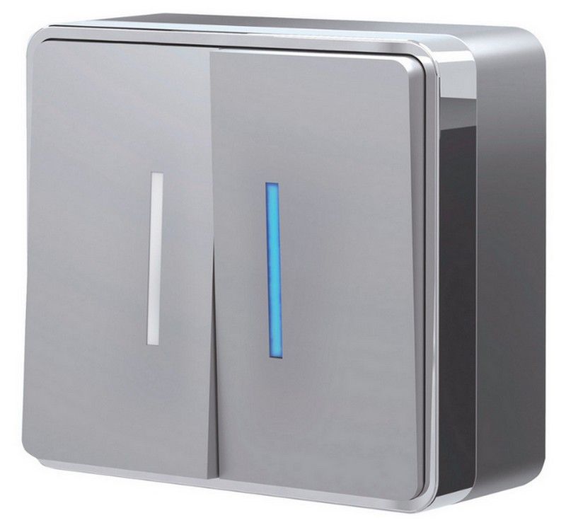 Werkel Gallant серебряный Выключатель Werkel двухклавишный с подсветкой Gallant (серебряный) W5020106