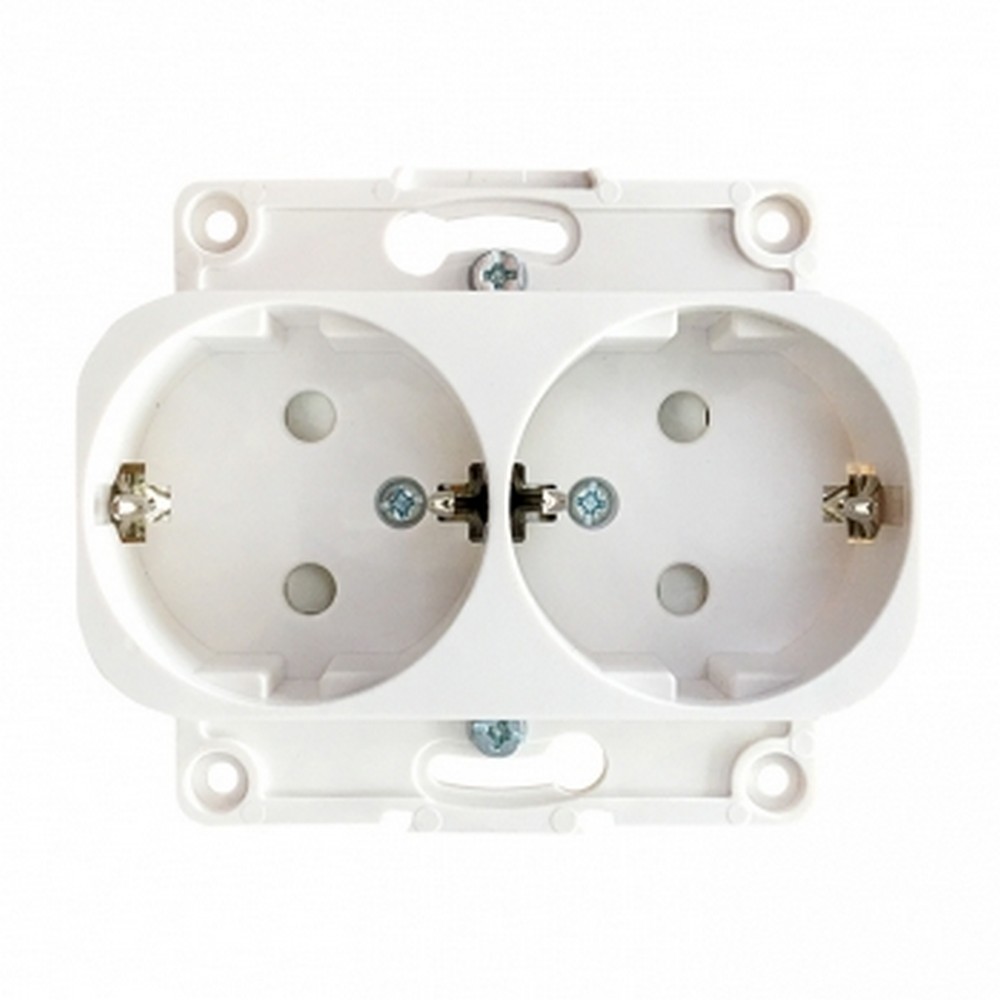 EKF Стокгольм белый Розетка 2-ая EKF PROxima Стокгольм Белый с/з со шторками 16А EYR16-128-10