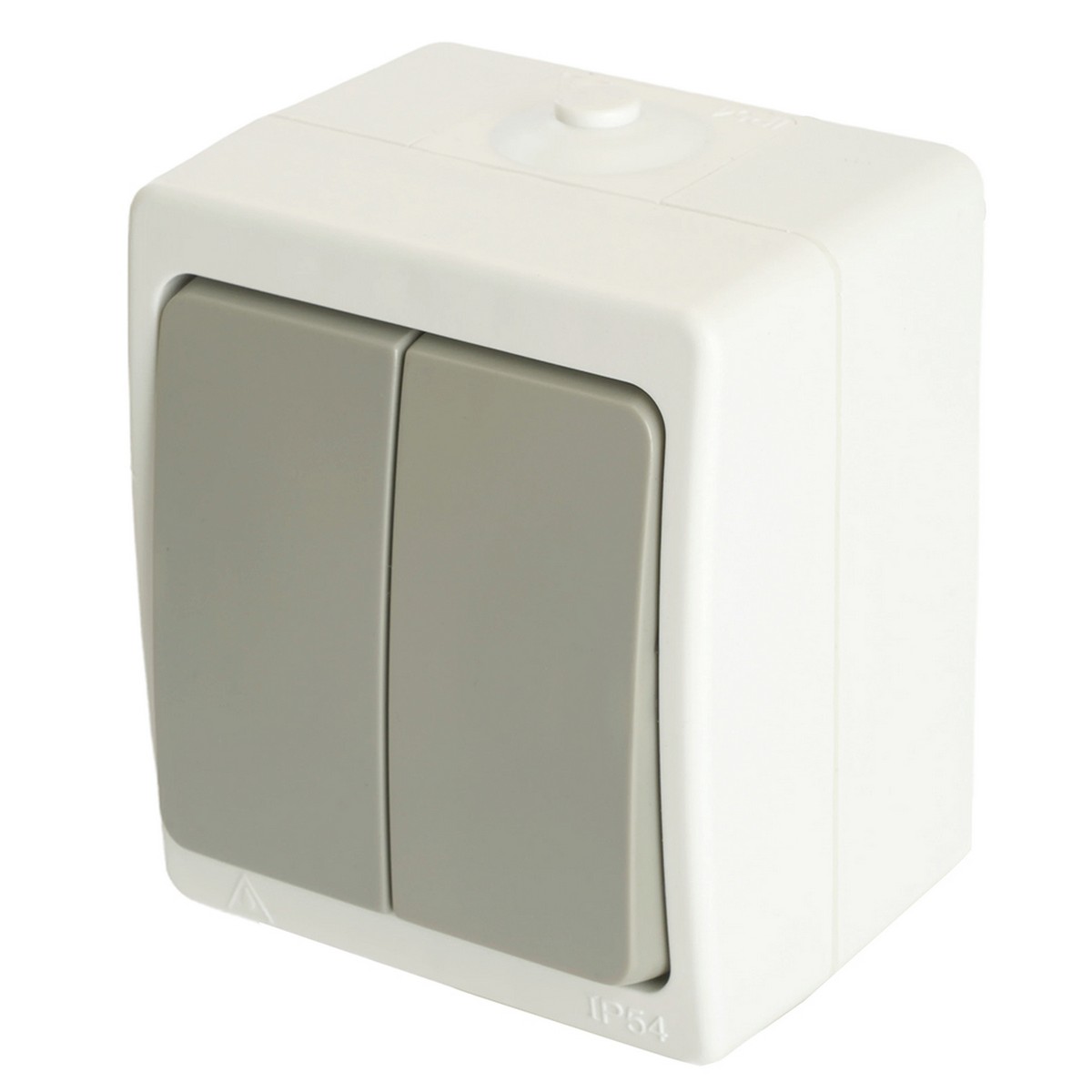 Накладные розетки и выключатели Stekker Выключатель STEKKER 2-клавишный открытой установки IP54 белый/серый PSW10-221-54 49733