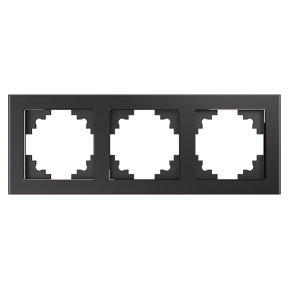 Катрин - Розетки и выключатели Stekker Рамка 3-местная стекло STEKKER GFR00-7003-06серия Катрин графит 39541
