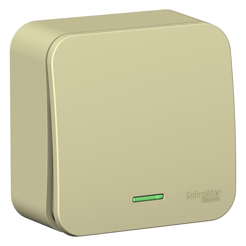 Blanca бежевые розетки и выключатели Переключатель SE Blanca 1-клавишный Бежевый наружный (cх.6) с подсветкой изолир. пластина BLNVA10611