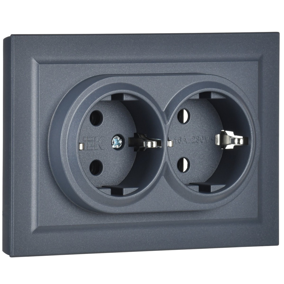 IEK Brite Маренго Розетка IEK BRITE 2-ая с/з без шторок 16А в сборе РС12-3-БрМ маренго BR-R21-16-K35-F