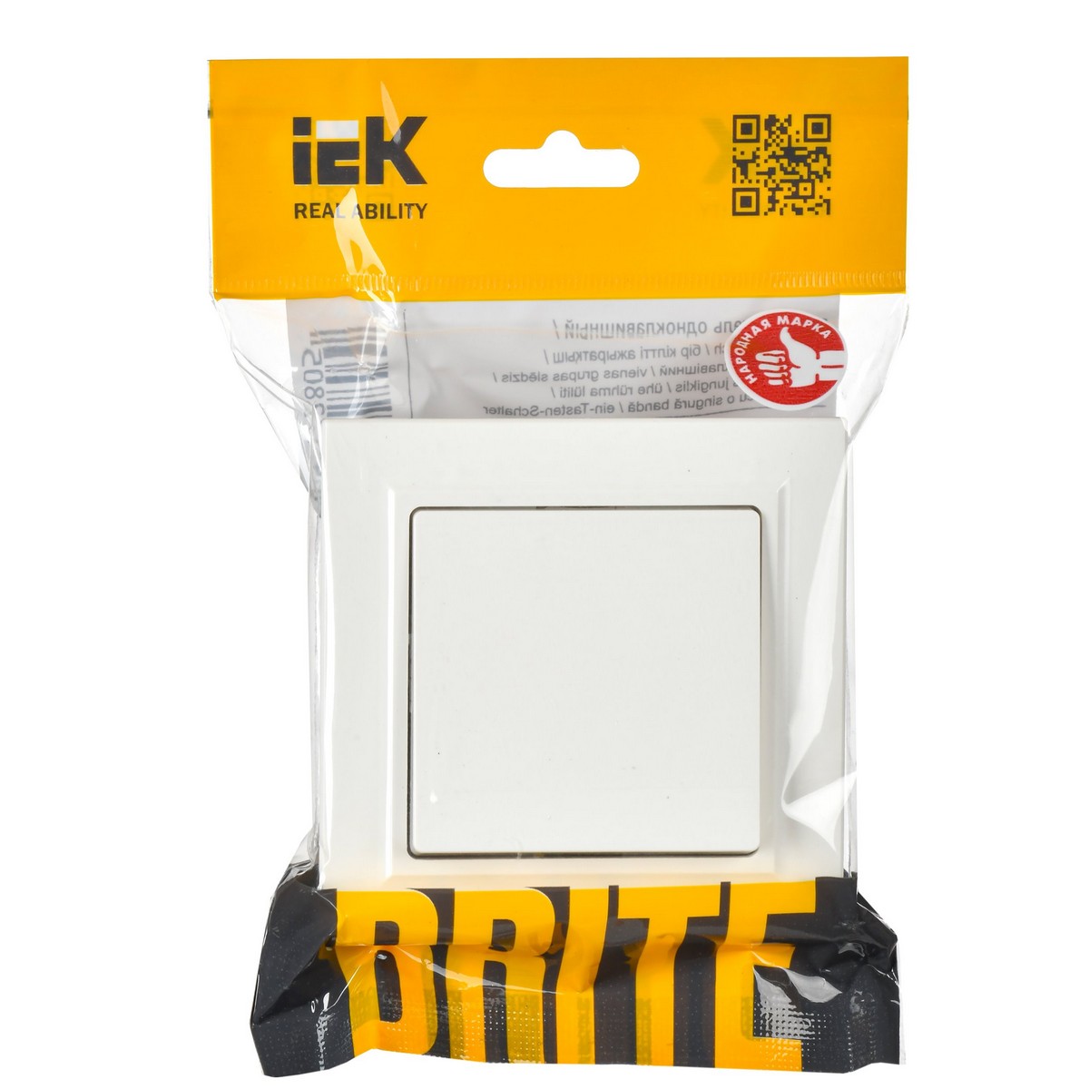 IEK Brite Белый Выключатель IEK BRITE 1-клавишный 10А в сборе ВСР10-1-0-БрБ белый BR-V10-0-10-K01-F