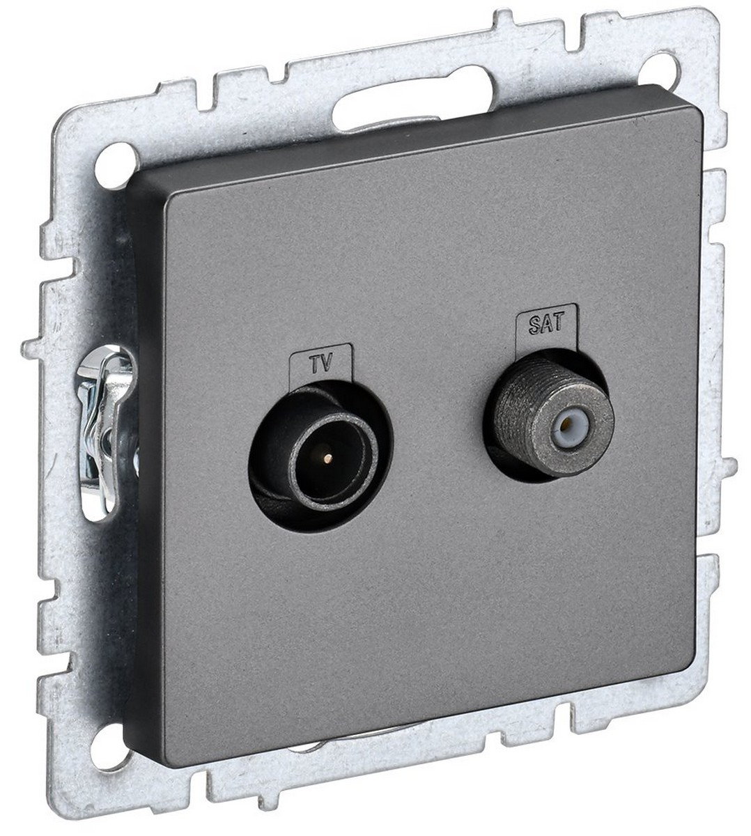 IEK Brite Сталь Розетка IEK BRITE двойная TV+SAT РТВ/РСп12-БрС сталь BR-AF20-O-K46