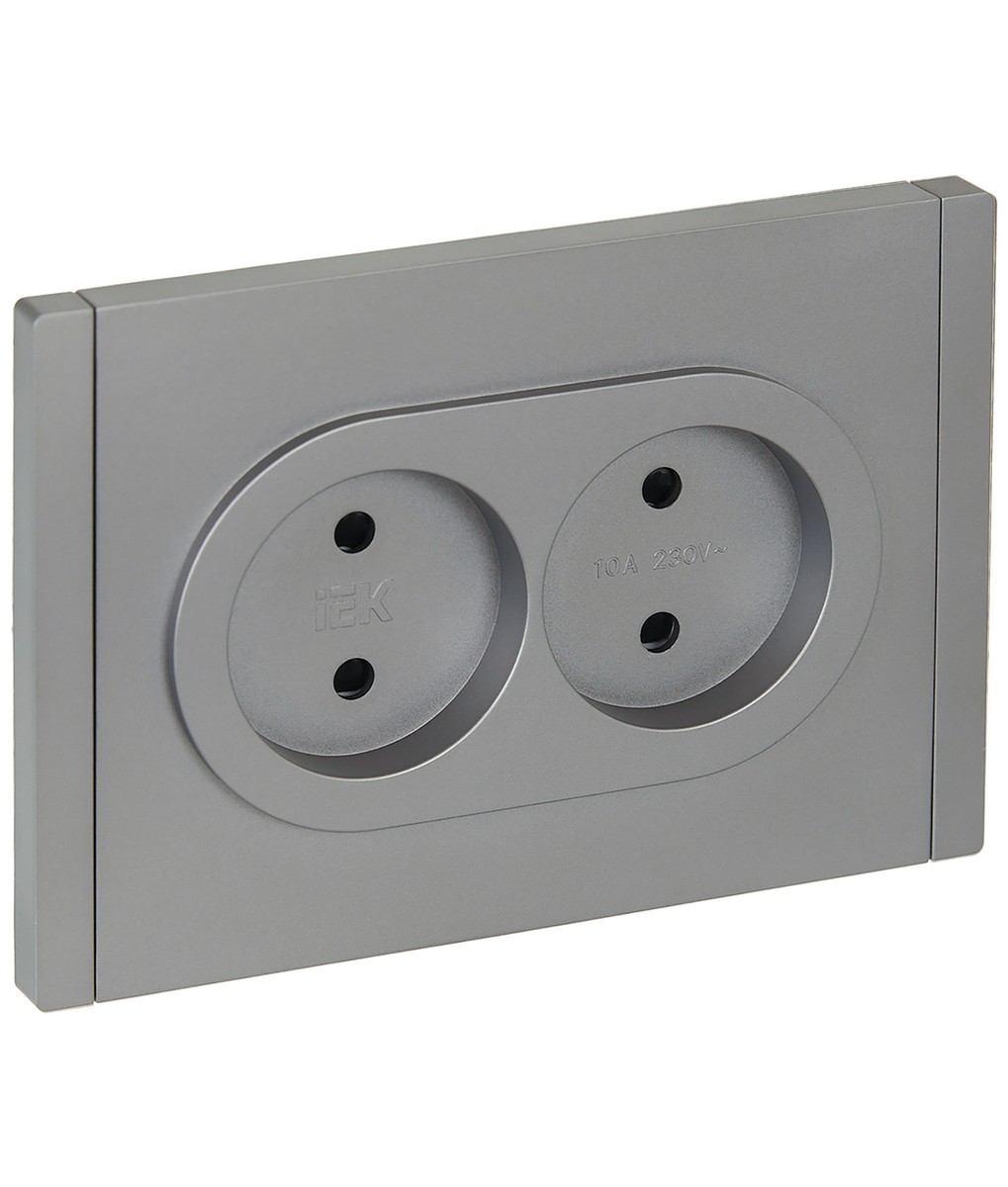 IEK FORTE&PIANO Сталь Розетка IEK FORTE&PIANO Сталь 2-я б/з со шт безвинтовое крепление10А FP525