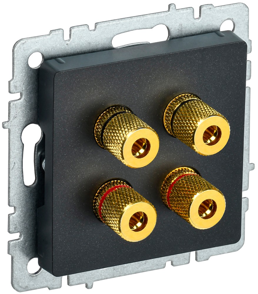 IEK Brite Черный Аудиорозетка IEK BRITE 4-местная РА10-БрЧ черный BR-S40-K02