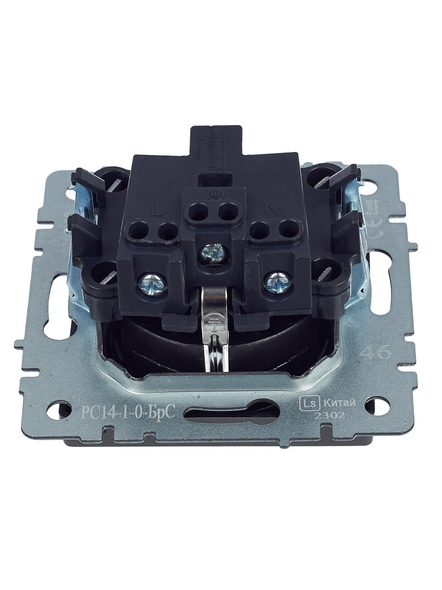 IEK Brite Сталь Розетка IEK BRITE с/з с шторками 16А РС14-1-0-БрС сталь BR-R14-16-K46