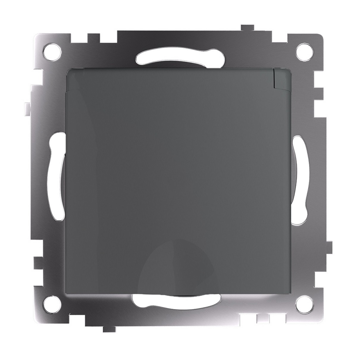 Катрин - Розетки и выключатели Stekker Розетка 1-местная с/з с крышкой STEKKER GLS16-7112-04 16А с защ. шторкой Катрин графит 49424