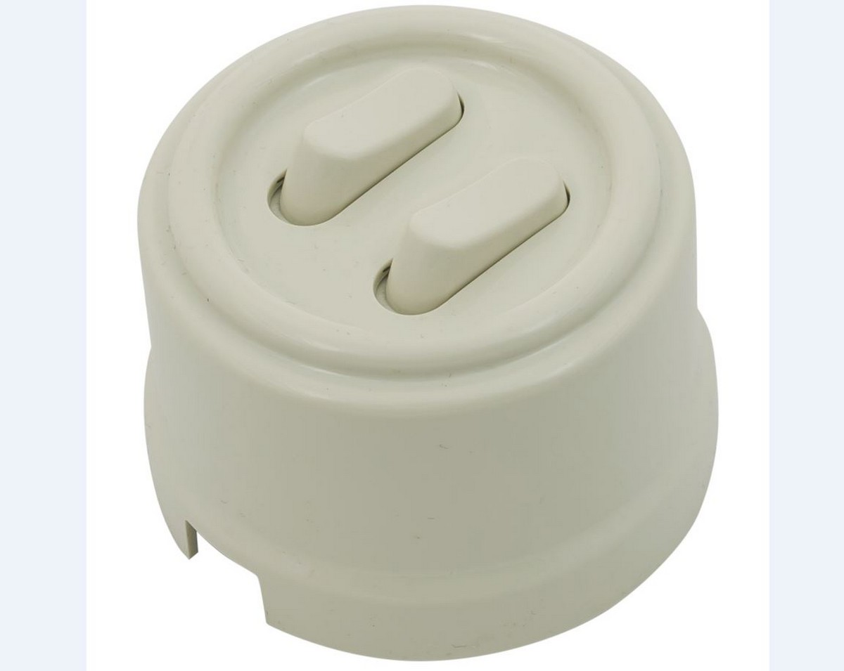 Bironi Лизетта - Ретро розетки и выключатели Выключатель 2-кл BIRONI Пластик Слоновая кость (клавишный) B1-222-211