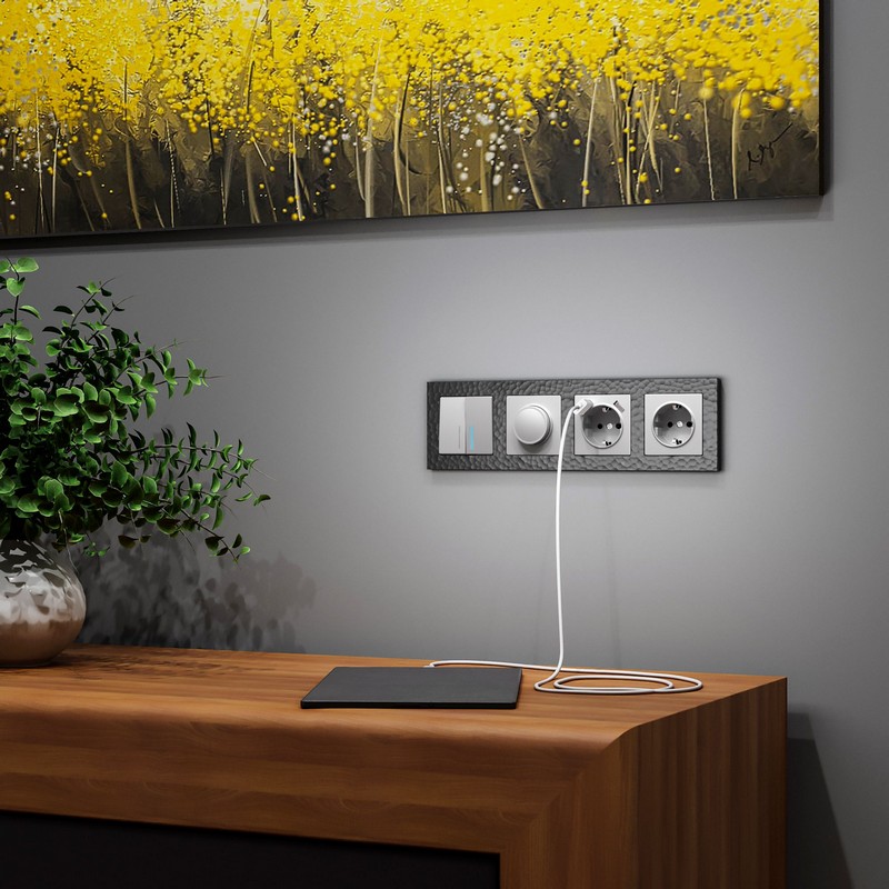 Werkel Серебряный механизмы Выключатель Werkel двухклавишный с подсветкой серебряный W1120106