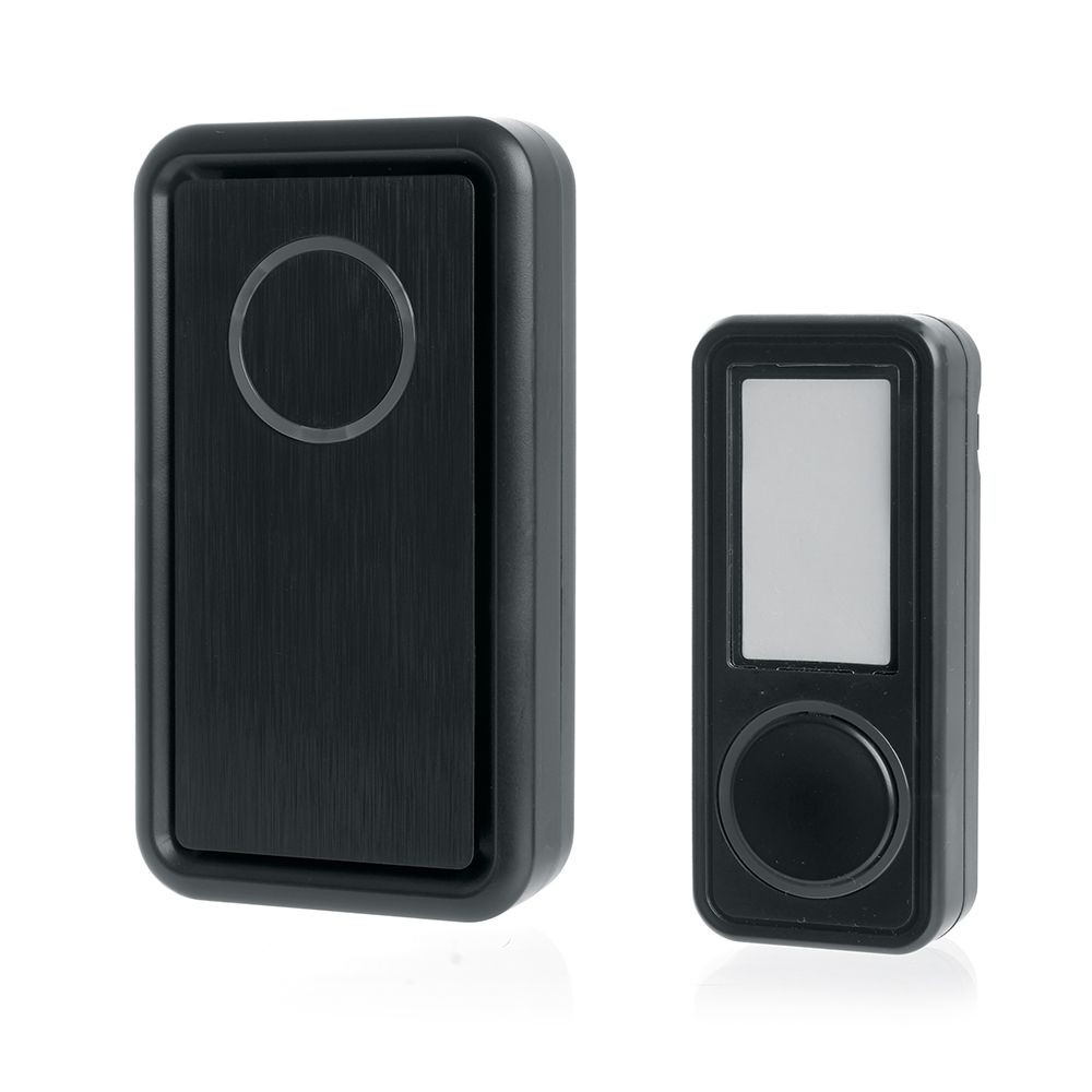 Беспроводные дверные звонки Звонок дверной беспроводной Feron E-379 18 мелодий с регулировкой громкости черный до 100м кнопка IP44 41436