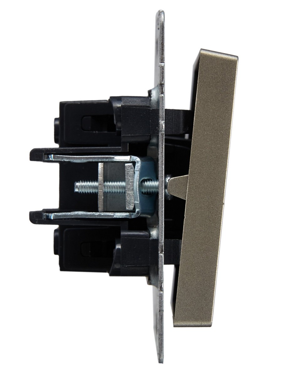 IEK Brite Шампань Выключатель IEK BRITE 1-клавишный проходной 10А ВС10-1-6-БрШ шампань BR-V12-0-10-K37