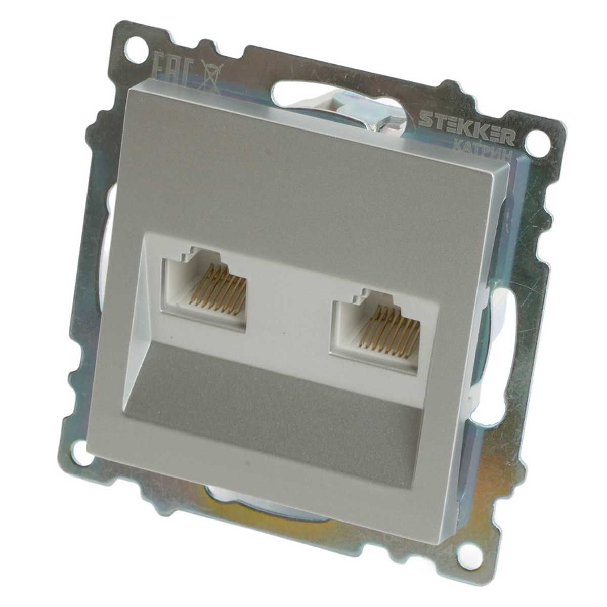 Катрин - Розетки и выключатели Stekker Розетка компьютерная 2-местная RJ-45 STEKKER GLS00-7109-03 Катрин серебро 50005