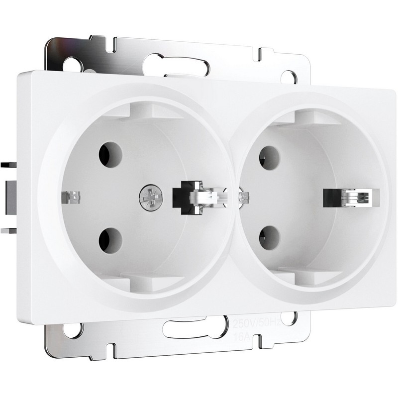 Werkel Белый матовый механизмы Розетка Werkel двойная с заземлением (белый матовый) W1172061