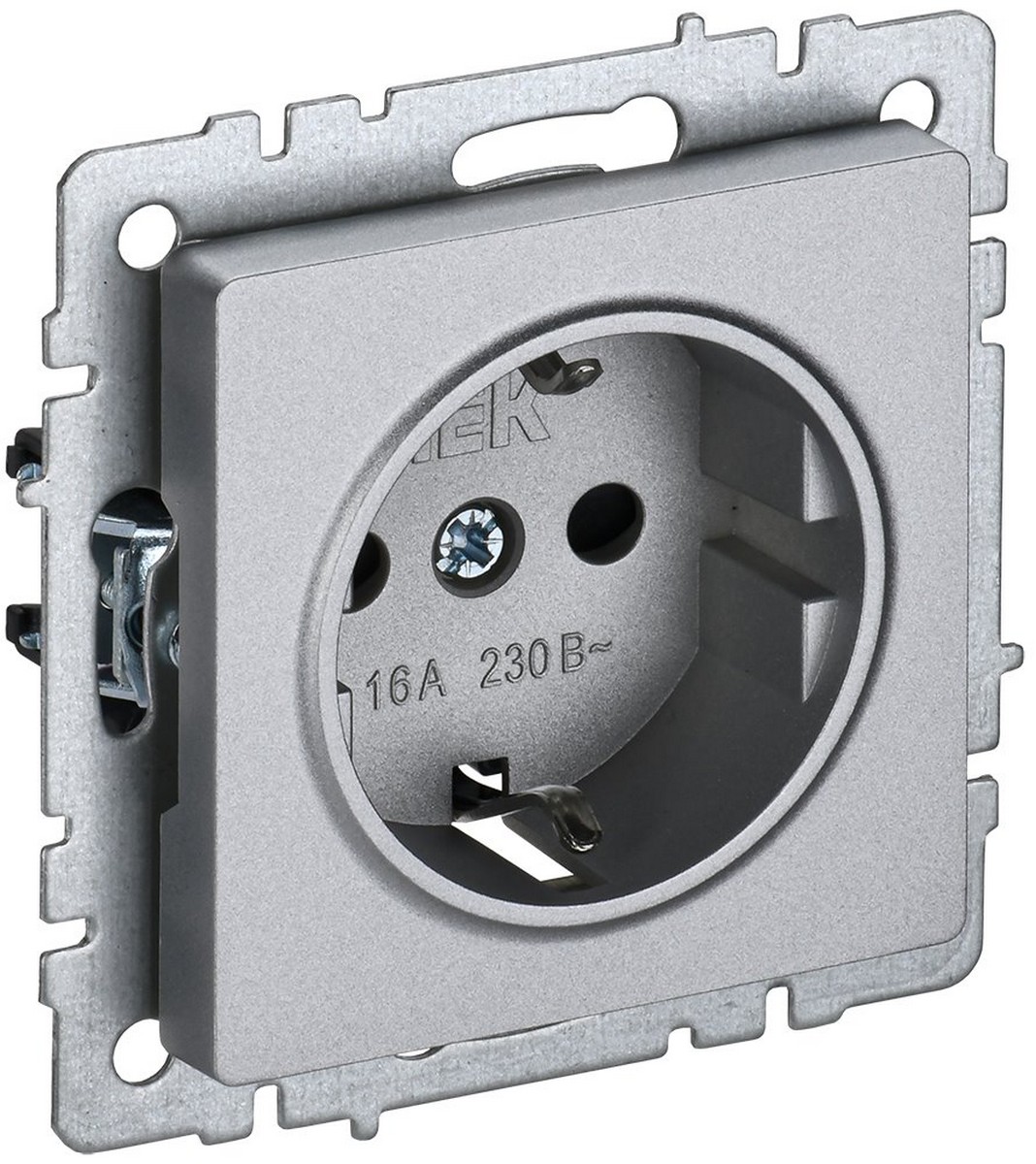 IEK Brite Алюминий Розетка IEK BRITE с/з с шторками 16А РС14-1-0-БрА алюминий BR-R14-16-K47
