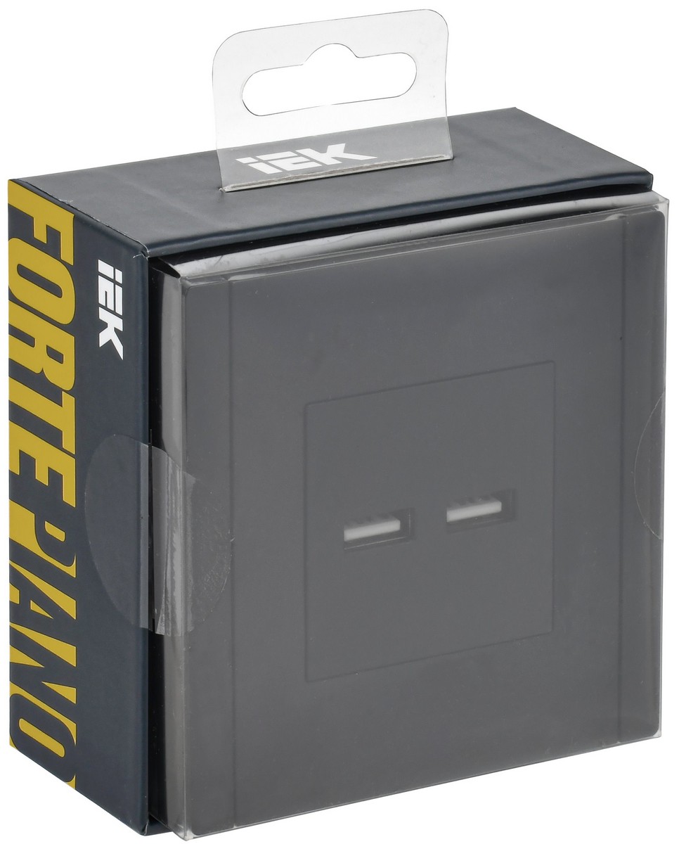 IEK FORTE&PIANO Черный Розетка IEK FORTE&PIANO Черный USB A+A 3,1А FP149