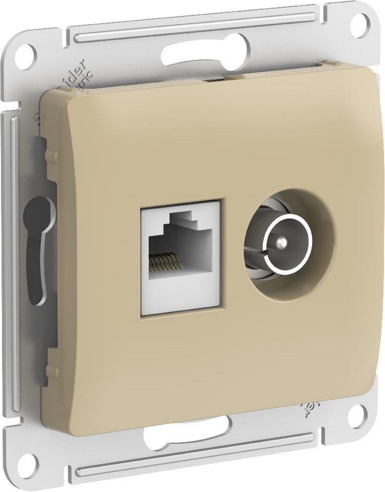 Glossa Титан Розетка двойная Systeme Electric Glossa Титан TV + компьютерная RJ45, кат. 5Е GSL000489