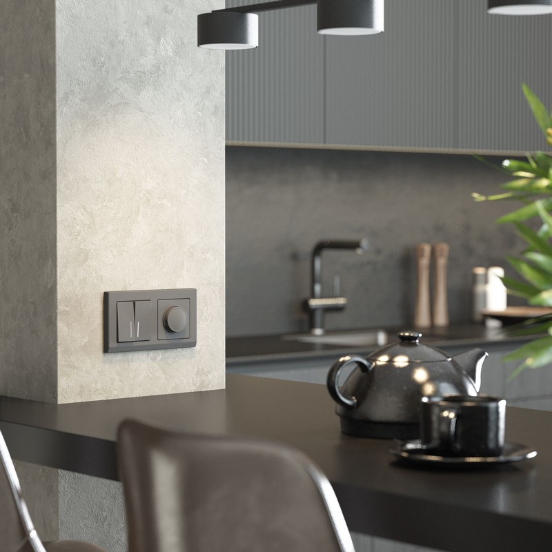 Werkel Графит матовый Выключатель Werkel двухклавишный с подсветкой (графит матовый) W1120164