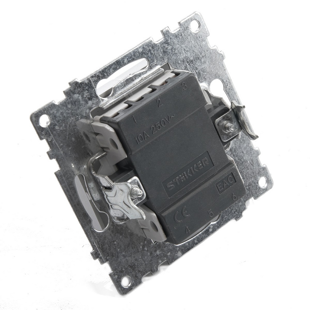 Катрин - Розетки и выключатели Stekker Выключатель 1-клавишный STEKKER GLS10-7103-03 250V 10А Катрин серебро 39575