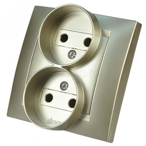 Розетки и выключатели Simon 15 Шампань Розетка б/з Simon 15 Шампань 2-ая 16А 1590457-034