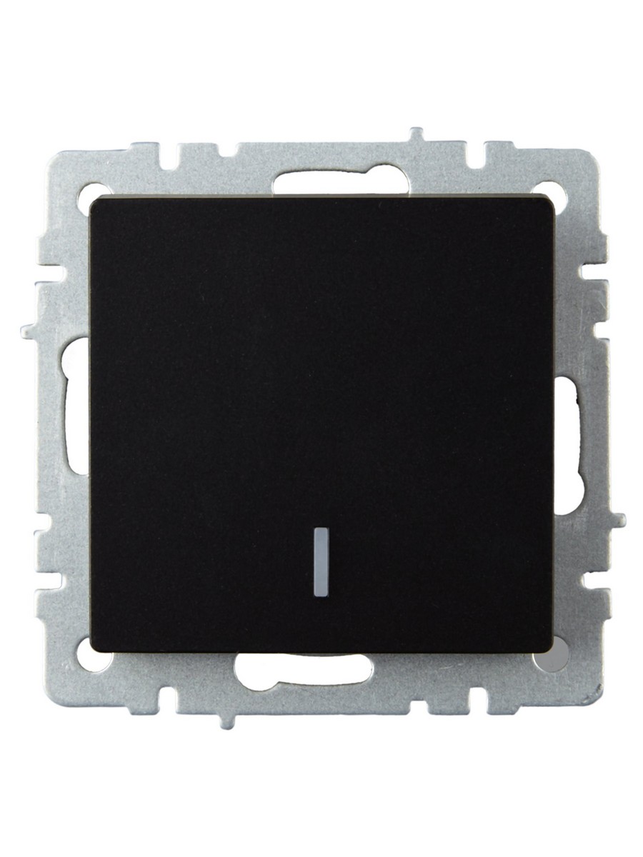 IEK Brite Черный Выключатель IEK BRITE BASE Черный 1-кл. прох. с инд. 10А ВС10-1-7-БрЧ BR-V12-1-10-K02