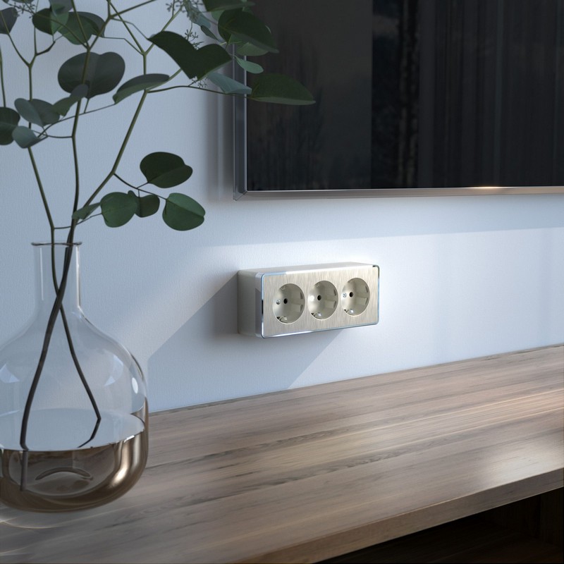 Werkel Gallant шампань рифленный Розетка Werkel 3-я с заземлением и шторками Gallant  (шампань рифленый) W5073110 