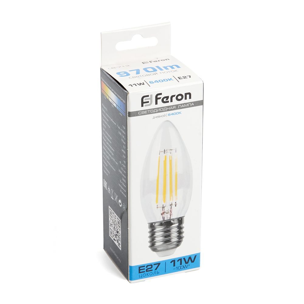 E27 Лампа светодиодная Feron LB-713 Свеча E27 11W 6400K 38274 