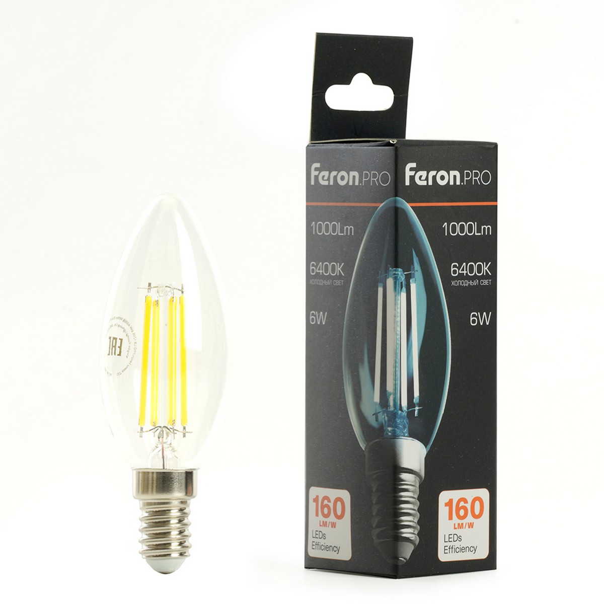 E14 Лампа светодиодная Feron.PRO LB-1206 Свеча E14 6W 175-265V 6400K 51246 