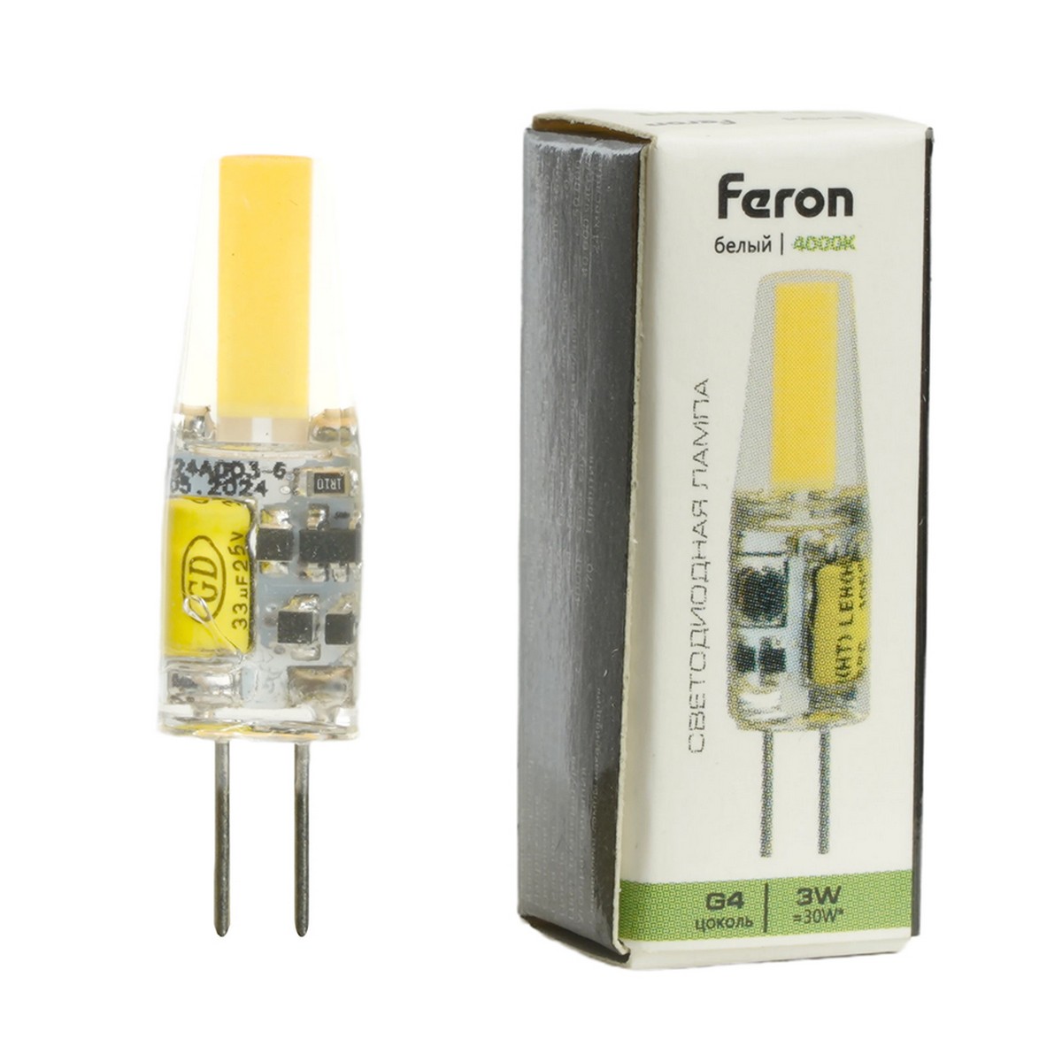 G4 Лампа светодиодная Feron LB-424 G4 3W 12V 4000K 51171 