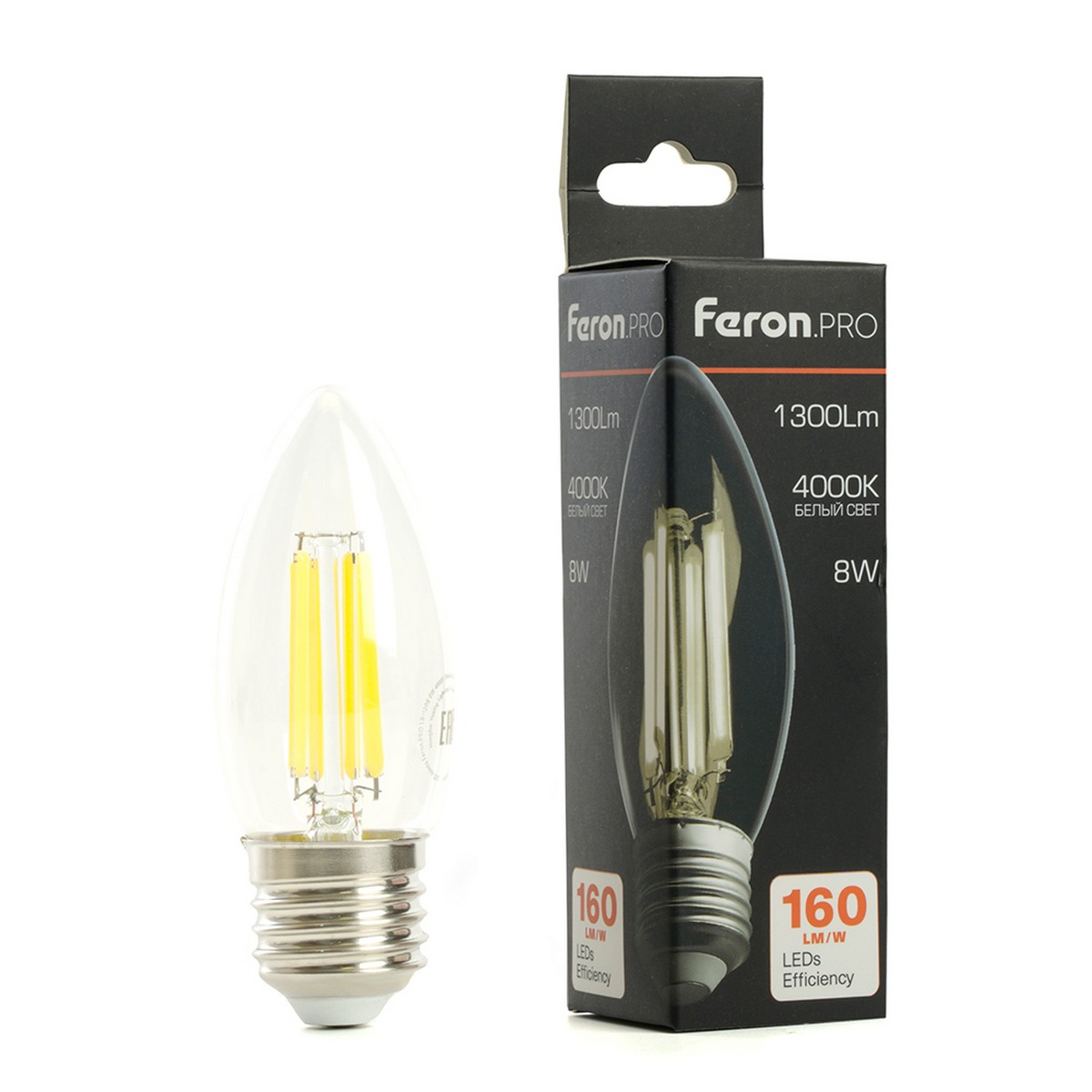 E27 Лампа светодиодная Feron.PRO LB-1208 Свеча E27 8W 175-265V 4000K 51242 