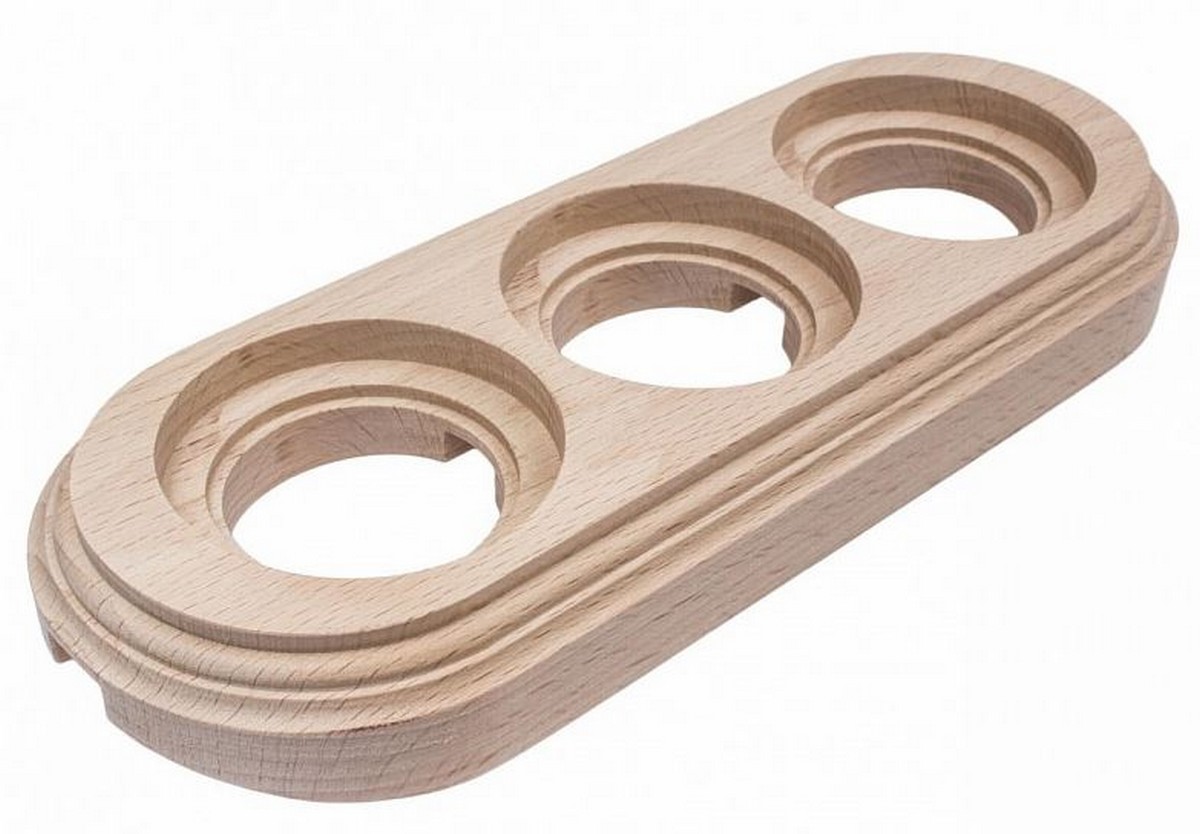 Bironi Лизетта - Ретро розетки и выключатели Рамка 3-ая BIRONI Натурэль на бревно 200мм BFC20-630-10