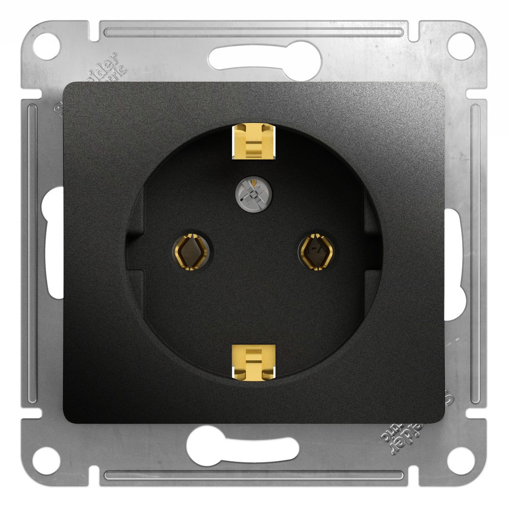 Glossa Антрацит Розетка Systeme Electric Glossa Антрацит с заземлением, 16А механизм GSL000743