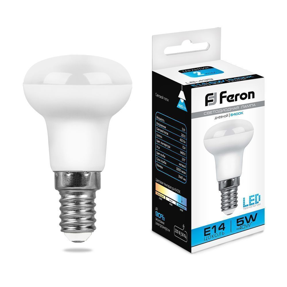 E14 Лампа светодиодная Feron LB-439 R39 E14 5W 6400K 230V 25518 