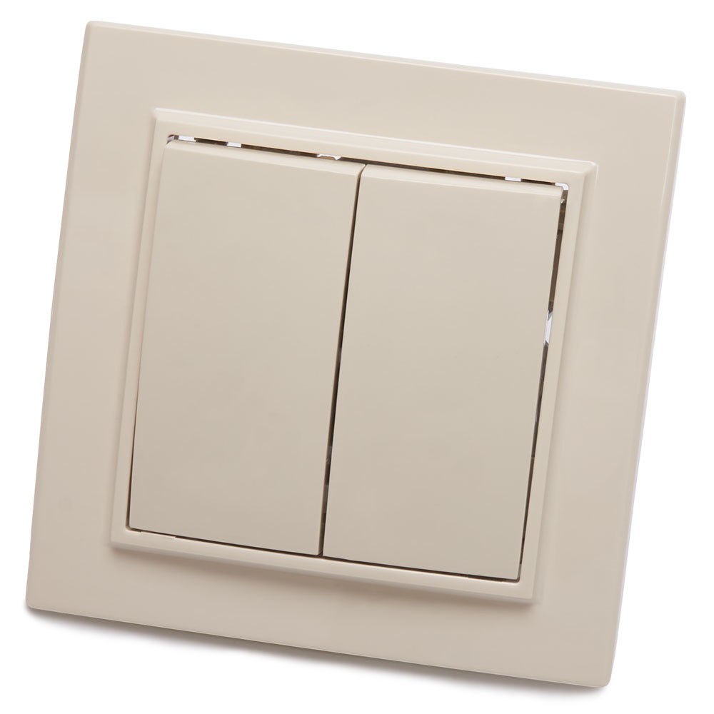 Эрна - Розетки и выключатели Stekker Выключатель 2-клавишный STEKKER PSW10-9004-02 10А Эрна слоновая кость с рамкой 39231