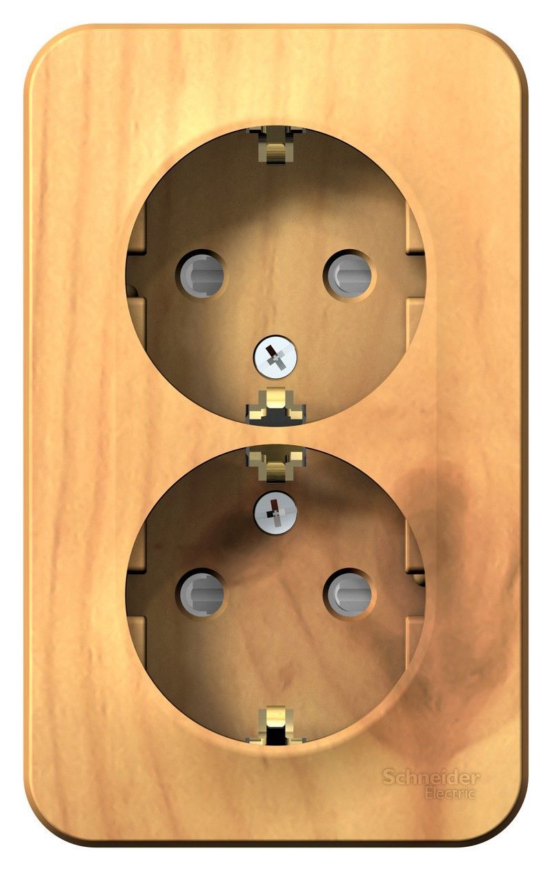 Blanca ясень розетки и выключатели Розетка SE Blanca 2-ая Ясень наружный с/з со шторками BLNRA011205