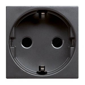 Механизмы ABB Zenit Антрацит Розетка электрическая ABB Zenit Антрацит с/з с защитными шторками, винт. зажим, 2 мод 2CLA228800N180