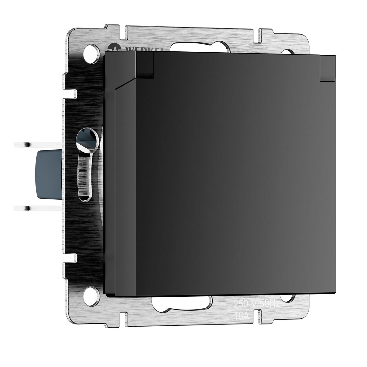 Werkel Черный матовый механизмы Розетка Werkel влагозащ. с зазем. с защит. крышкой и шторками N (черный матовый) W1171208
