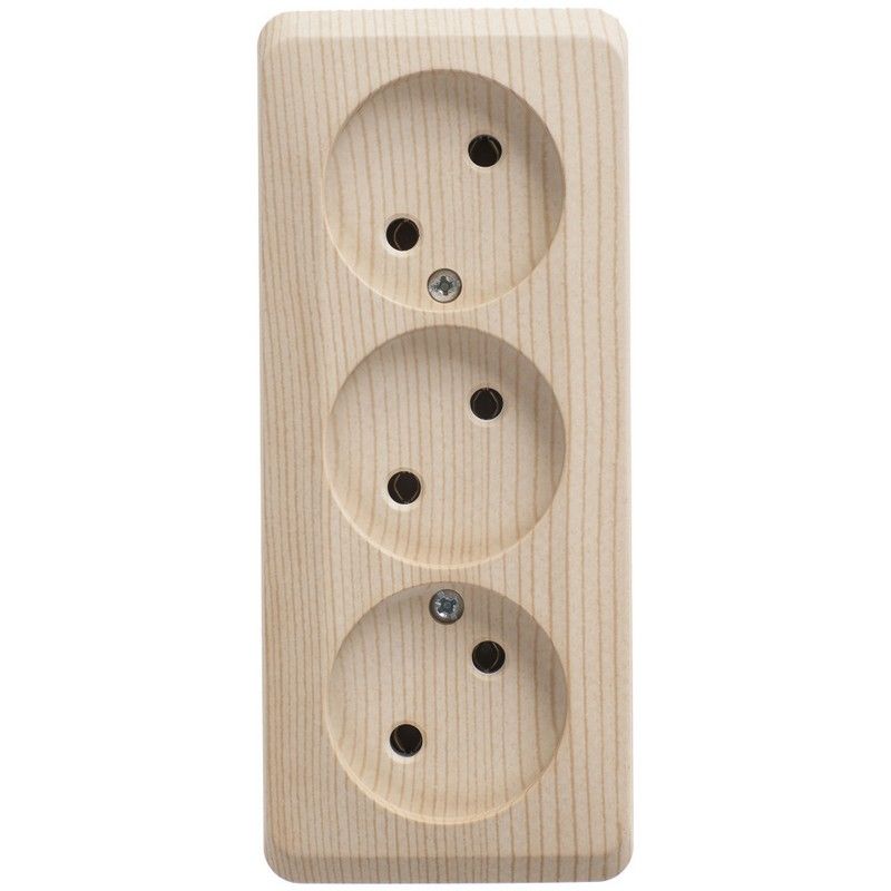 Этюд Дача Розетка 3-ая Systeme Electric Этюд наружный Сосна б/з без шторок 16А 250B PA16-009D