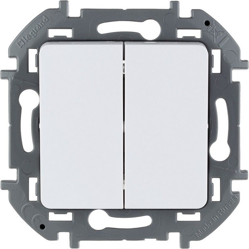 Legrand Inspiria Белый Выключатель Legrand INSPIRIA Белый двухклавишный 10 AX 250 В 673620